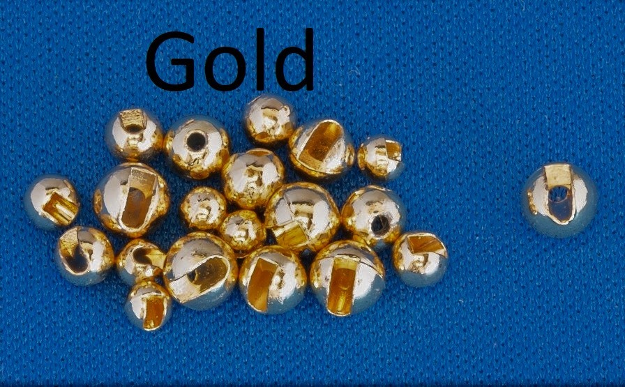 Slotted Tungsten Beads Gold